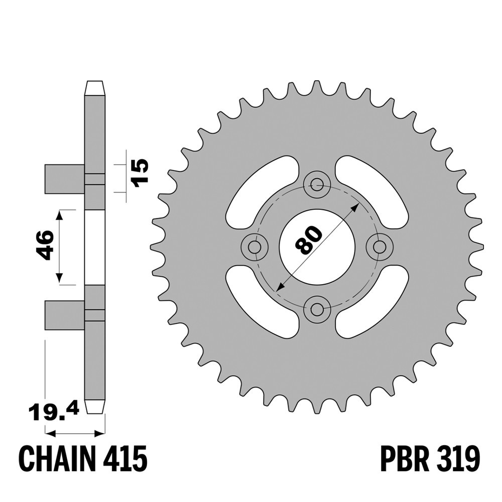 Pignon PBR pas 415 44 dents pour restaurer la transmission Malaguti MGX Enduro 50