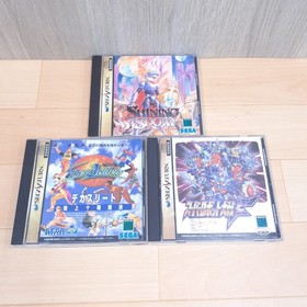 Sega Saturn console bundle with 2 controllers & 6 games tested Japan White