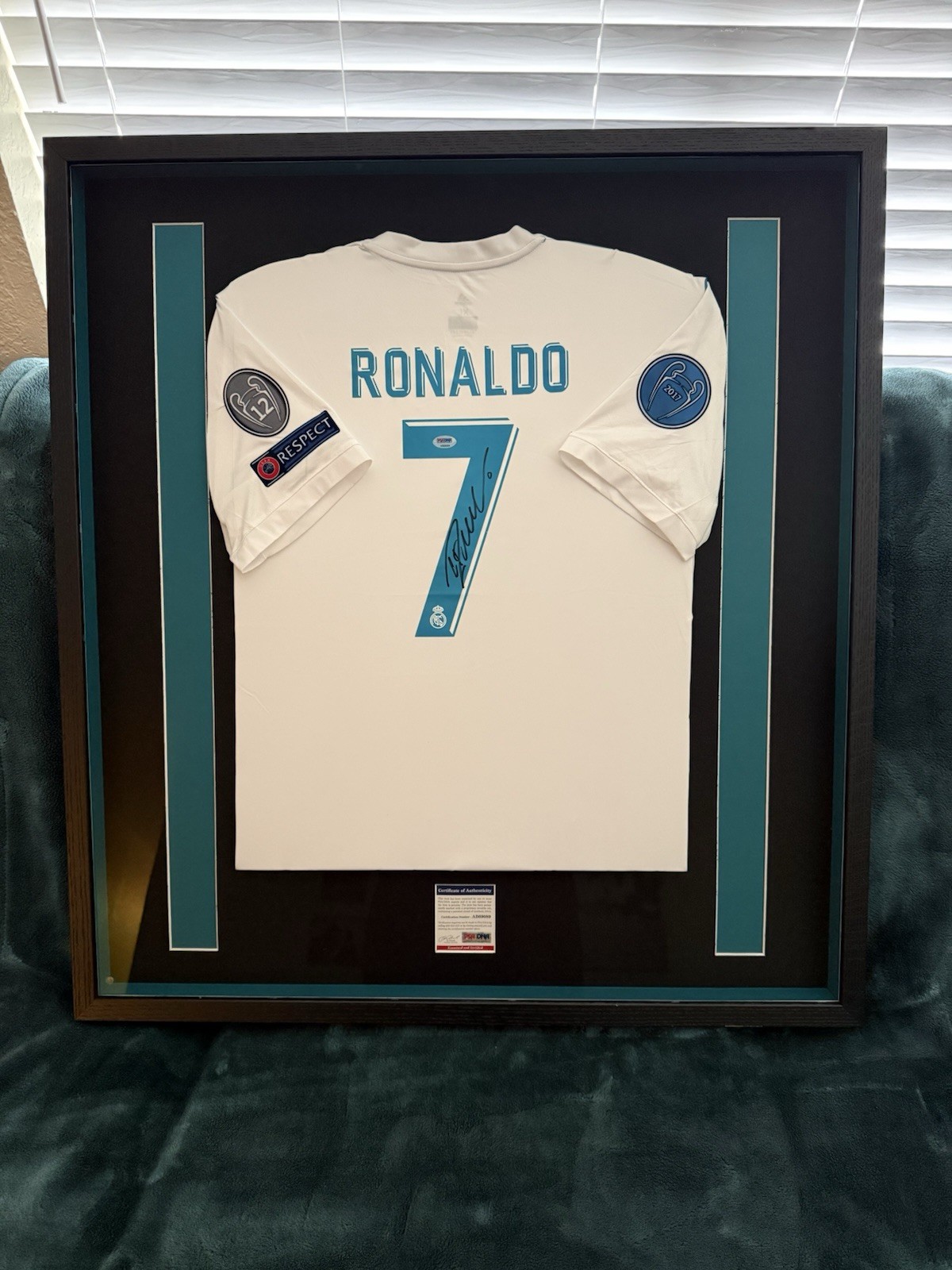 Cristiano Ronaldo Signed Real Madrid Jersey PSA Auth UEFA Champions League frame