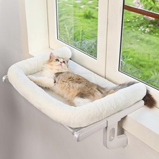 Cat Window Sill Perch with Large Bolster, Easy to Adjust  Assemble Cat Windo...