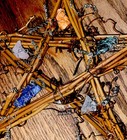Twig STAR WREATH Crystals PENTACLE Adorned 5 wire wrapped CRYSTALS Hanging 13” — photo 2