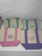 Trader Joe  s 2026 Mini Pastel Canvas Tote Bag Set Of 4 New With All Tags