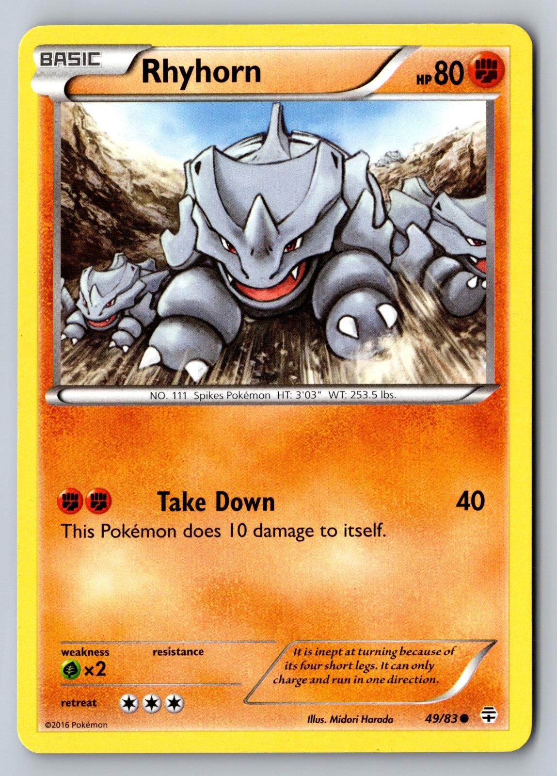 Rhyhorn 49/83 Common Generations Pokemon Moderately Played GEN