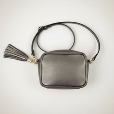 Elie Beaumont London Metallic Bronze Leather Crossbody Bag Tassel Gold