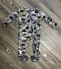 Posh Peanut Newborn Bamboo Footed Zip Sleeper Long Sleeve Gray Vehicles