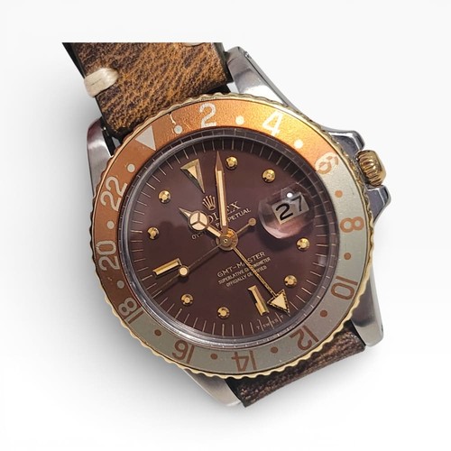 Rolex GMT Master 40mm Two Tone Root Beer Brown Nipple Dial Watch 1675 Circa 1973