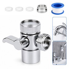 1/2in 2 Way T-Adapter Faucet Diverter Valve Sink Tap Sprayer Hose Splitter Alloy