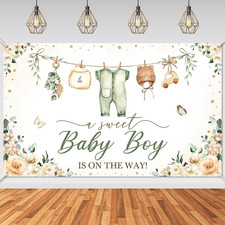 Baby Shower Backdrop Banner Cute Clothes Baby Shower Background for Boys a Sweet