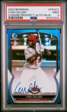 2023 Bowman Cam Collier 1st Chrome Blue Refractor Auto /150 PSA 9