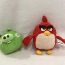 Angry Birds 8  Plush Terence Red Bird Plush 2019  Green Pig 5  Round - Lot of 2