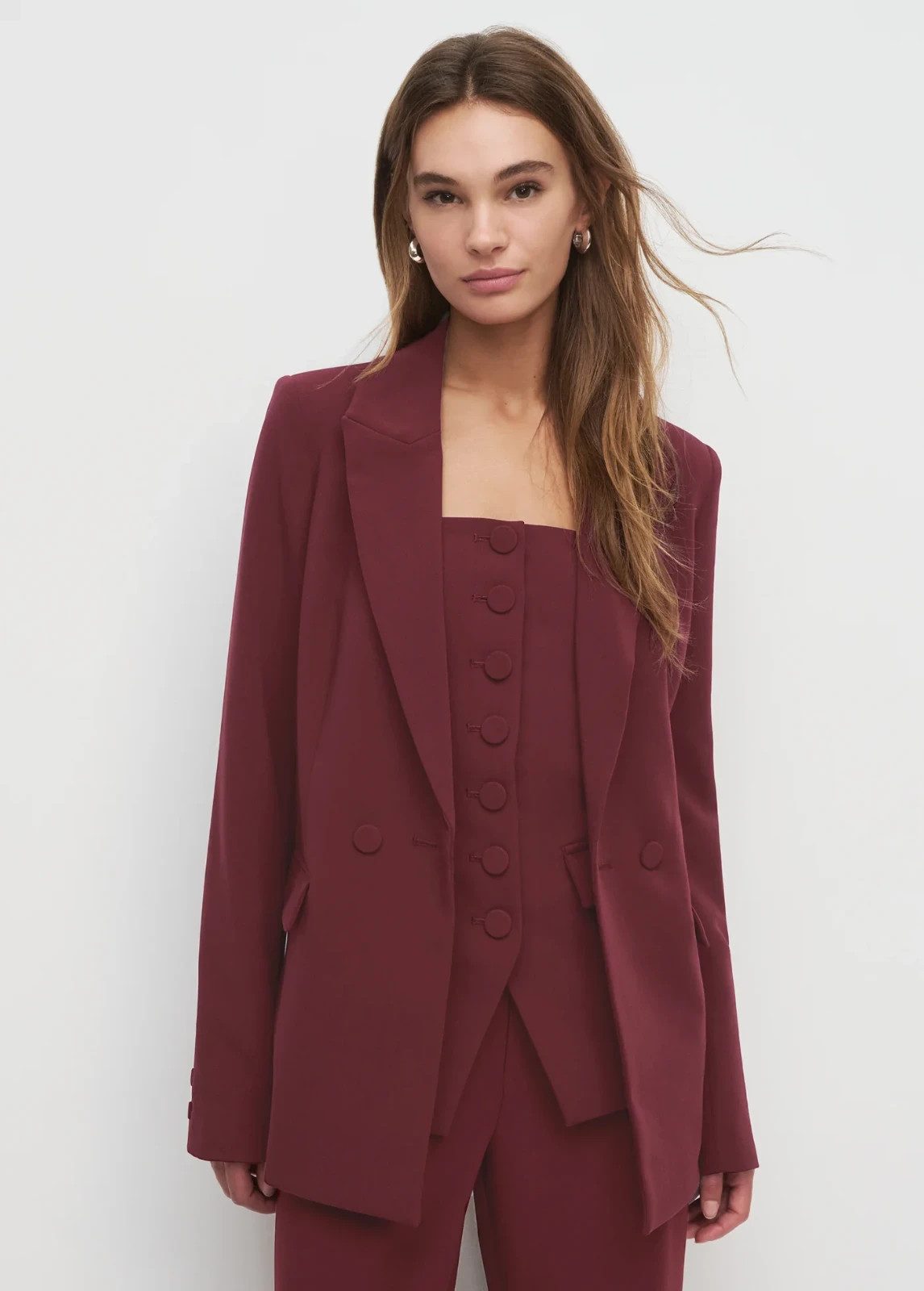 AUTH Favorite Daughter THE SUITS YOU BLAZER Burgundy Women's Size XL
