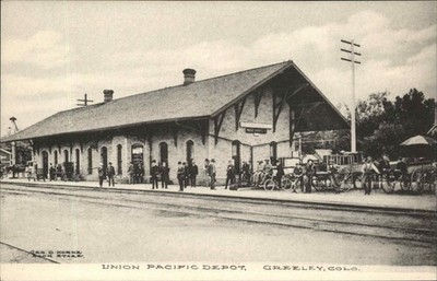 GREELEY COLORADO CO Union Pacific Railroad Train Station Depot Antique Postcard