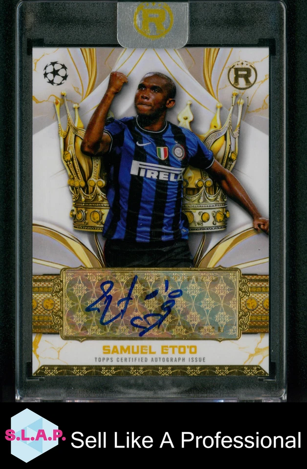 SAMUEL ETO'O 1/1 TOPPS REVERENCE CLA-SE 2025 UCL INTER MILAN CROWNED LEG AUTO EN