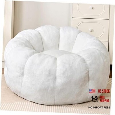 Flower Bean Bag Chair for Teens and Young Adults, Soft Faux Fur Floor 36'' White