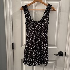 Urban Outfitters Knit Black White Floral Dress Size Xs 