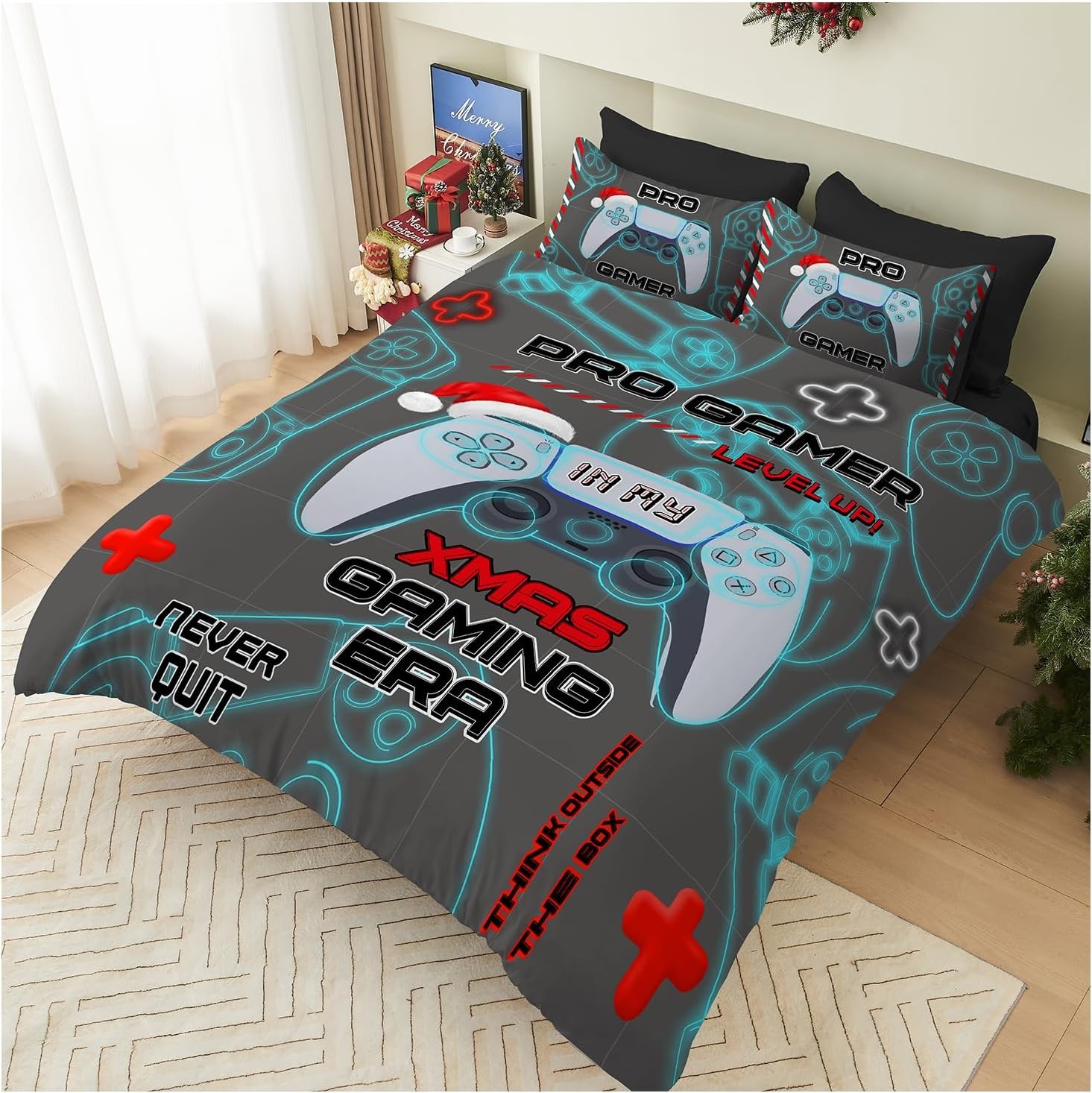 GC GAVENO CAVAILIA Xmas Pro Gamer Duvet Cover - Festive Christmas Double Beddin