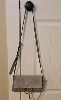 Chloe Faye Small Shoulder/Crossbody Bag. Taupe/Gray. Suede  display picture 1