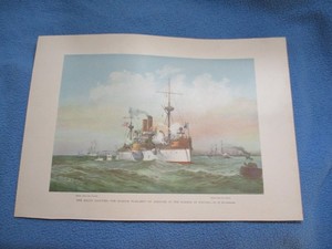 1899 Spanish American War Print - U.S. Battleship Maine at Havana Harbor, Cuba