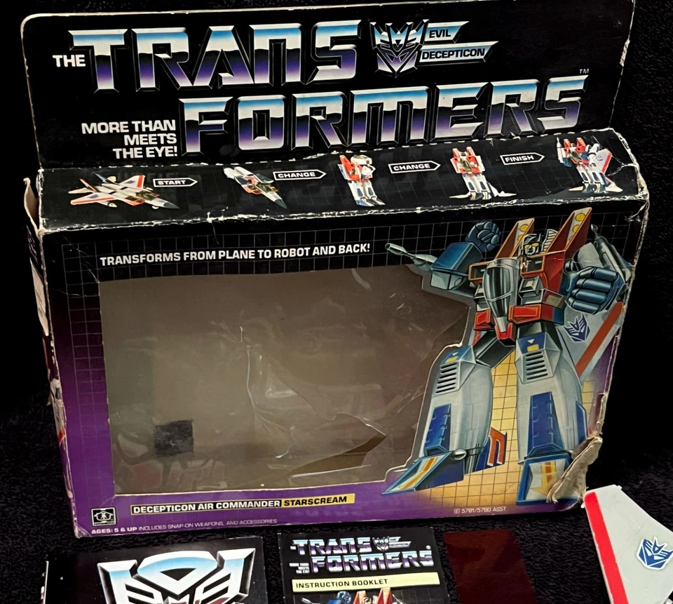 G1 1984 STARSCREAM • COMPLETE PRE RUB • BOX & INSERTS • VINTAGE G1 TRANSFORMERS - Image 2 of 4
