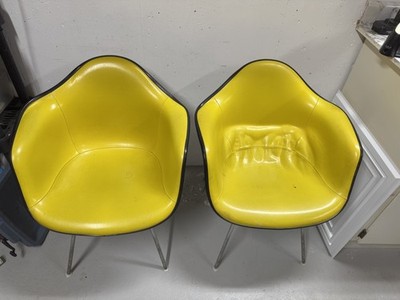 Pair EAMES / HERMAN MILLER Cushioned Naugahyde Molded Fiberglass FREE SHIPPING
