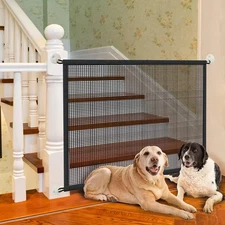 USA Large Pet Dog Baby Safety Gate Mesh Fence Portable Guard Indoor Home Kitchen