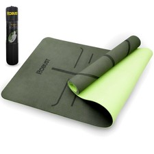 Non-Slip Yoga Mat with Strap, TPE Eco-Friendly Workout Mat for Yoga with Posi...