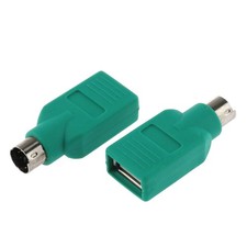 2 PCS Green USB Female to PS/2 Male Converter Adapter for Mouse and Keyboard