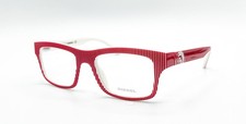 NEW DIESEL DL5034 068 RED STRIPED WHITE AUTHENTIC EYEGLASSES 52-18