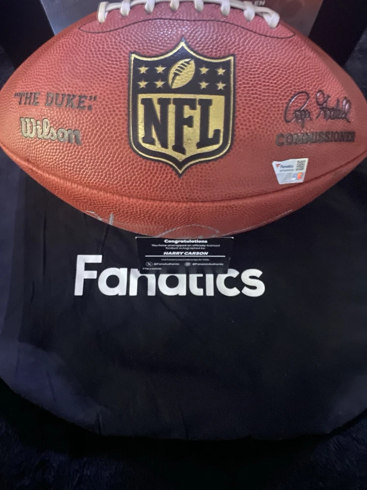 ¡Fútbol americano autografiado de Harry Carson de fanáticos bajo envoltura 2025! Giants Legend Foto 2 de 2
