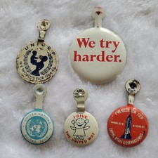 1960's UNITED NATIONS & EMPIRE STATE BUILDING Guided Tour Badge Set (3) New York