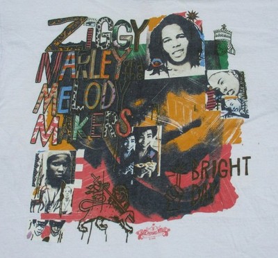 VTG 80s Ziggy Marley & The Melody Maker 1989 reprint 1side white shirt TU147