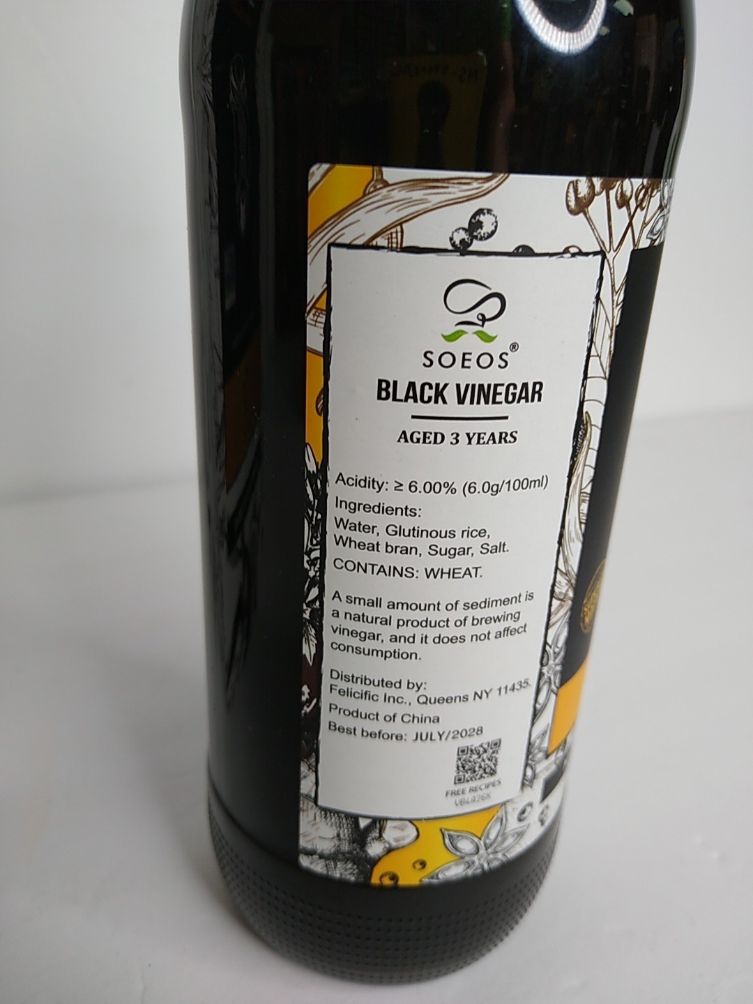 NEW SEALED Soeos Black Vinegar Aged 3 Years 16.9 fl oz (500ml)