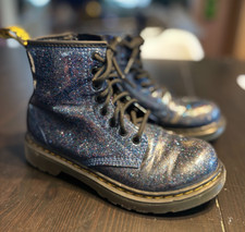 Dr Martens Air Wair 1460 Glitter Kids Boots Side Zipper Size 2 Y Good Condition