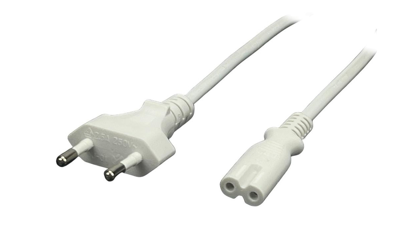 CEE7 IEC C7 Wireless Power Cord - POSAC-C7EU30WH White 3m /T2UK