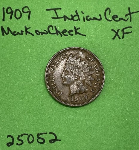 1909 Indian Head Cent / Penny 1c Xf Extra Fine Mark On Cheek