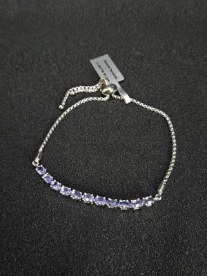 Echtes lila Tansanit verstellbares Armband 925 Sterlingsilber 7-8 Zoll Armband 