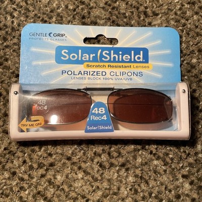 Solar Shield Polarized Clip On Sunglasses 48 Rec 4 Amber lens Full Frame