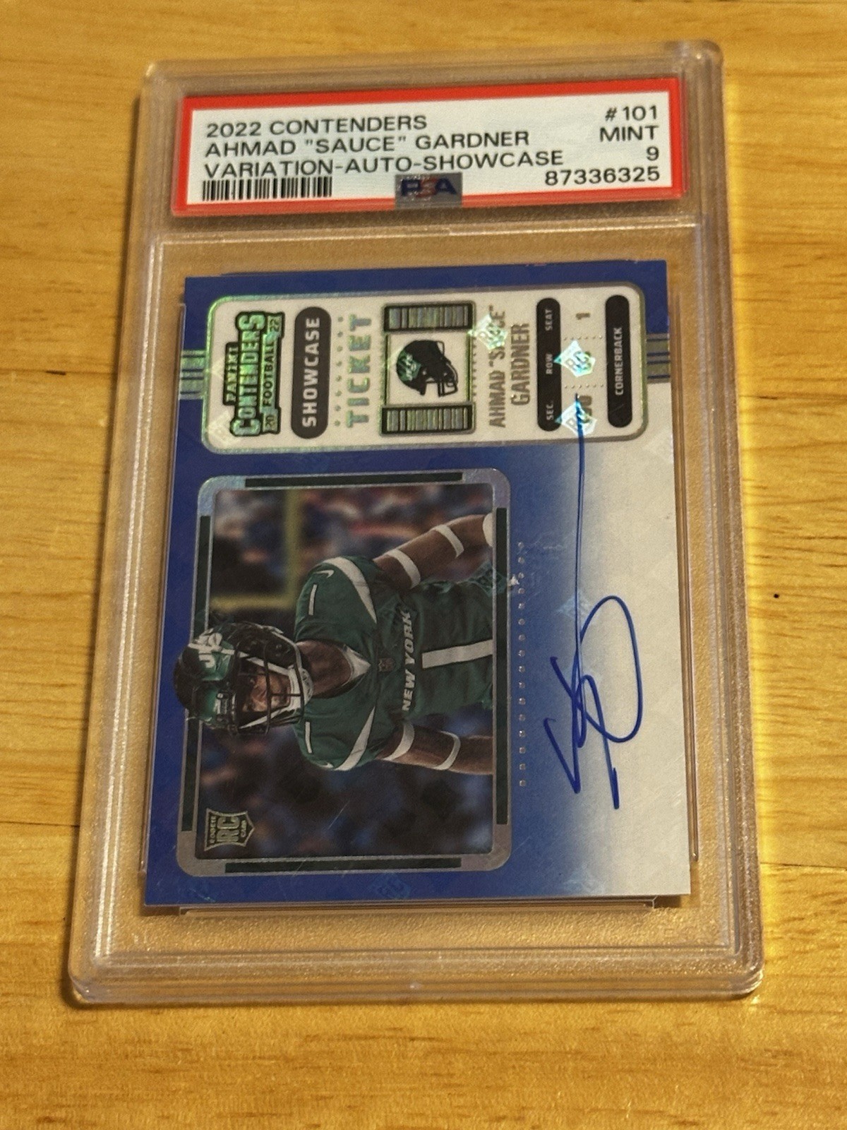 PSA 9 2022 Panini Contenders Ahmad "Sauce" Gardner Vartion Auto Showcase RC #101