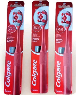  Colgate Soft Toothbrush Optic White 5 Year Stain Remover and   Whitens 3 Pack
