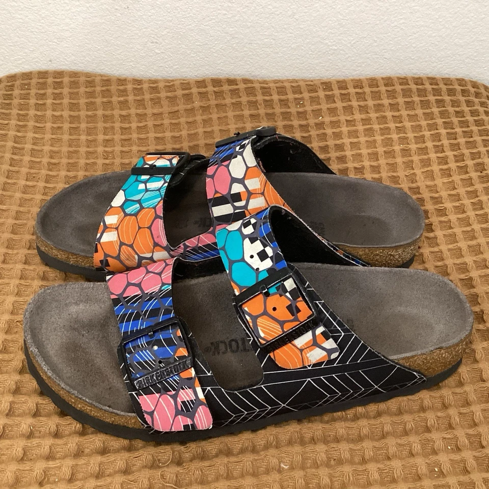 Birkenstock Arizona Multicolor Geo Print Women’s Size 39 US 8 Sandals Slides - Image 3 of 4