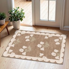 Front Door Mat Outside Entrance - 2x3 Floral Non-Slip Washable Doormat Indoor