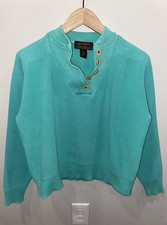 Vintage Eddie Bauer Turquoise 100 Cotton Pullover Sweater Women  s Size Large