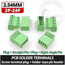 2.54mm Pitch PCB Mount Terminal Block Plug-in Screw Connector Set 2 Pin - 16 Pin