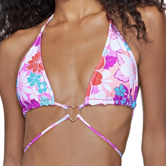 Nuevo Traje de Baño Breaking Waves Junior Bikini Top Reversible Talla M Rosa Floral Foto 4 de 4