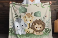 Safari Baby Blanket Cute Lion Jungle Nursery Gift