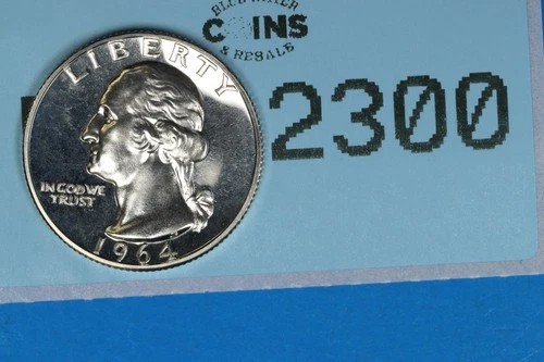 1964 PROOF 25C WASHINGTON SILVER QUARTER EARLY US TYPE COIN RAW-2300