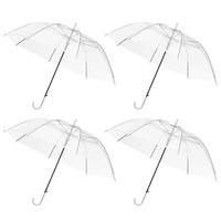 4X Clear Dome See Through Umbrella Walking Brolly,White Handle Ladies Men