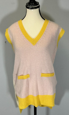 Marni Women's Size 38 IT Pink/Yellow Cashmere Vest NWT