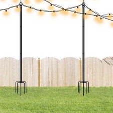 CEIEVER Outdoor String Light Poles – 2 Pcs 2.4m Heavy Duty for Garden Lighting