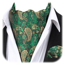 Ascot Ties for Men Paisley Floral Ascot and Pocket Square Set Classic Self Ti...